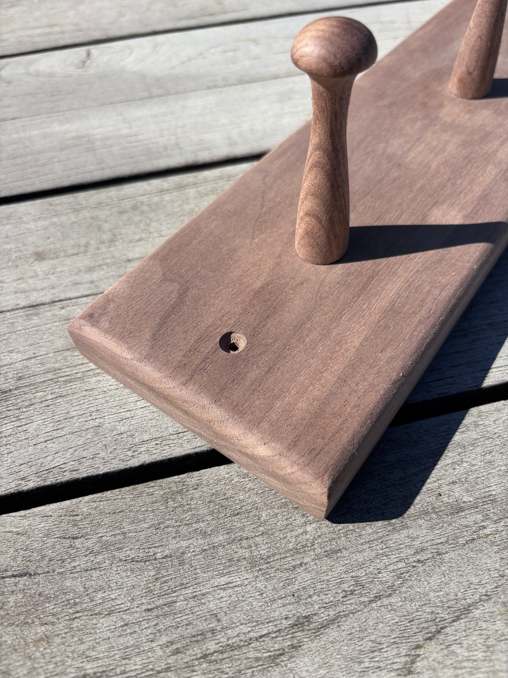 English Walnut Coat Rail - 3 Pegs