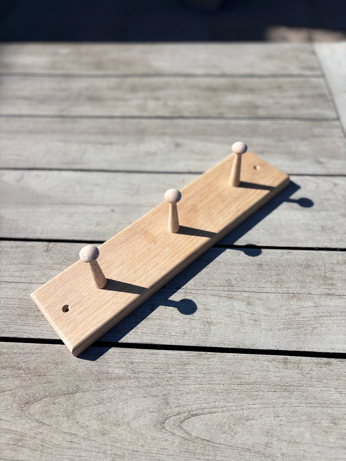 English Oak Coat Rail (3 Peg)