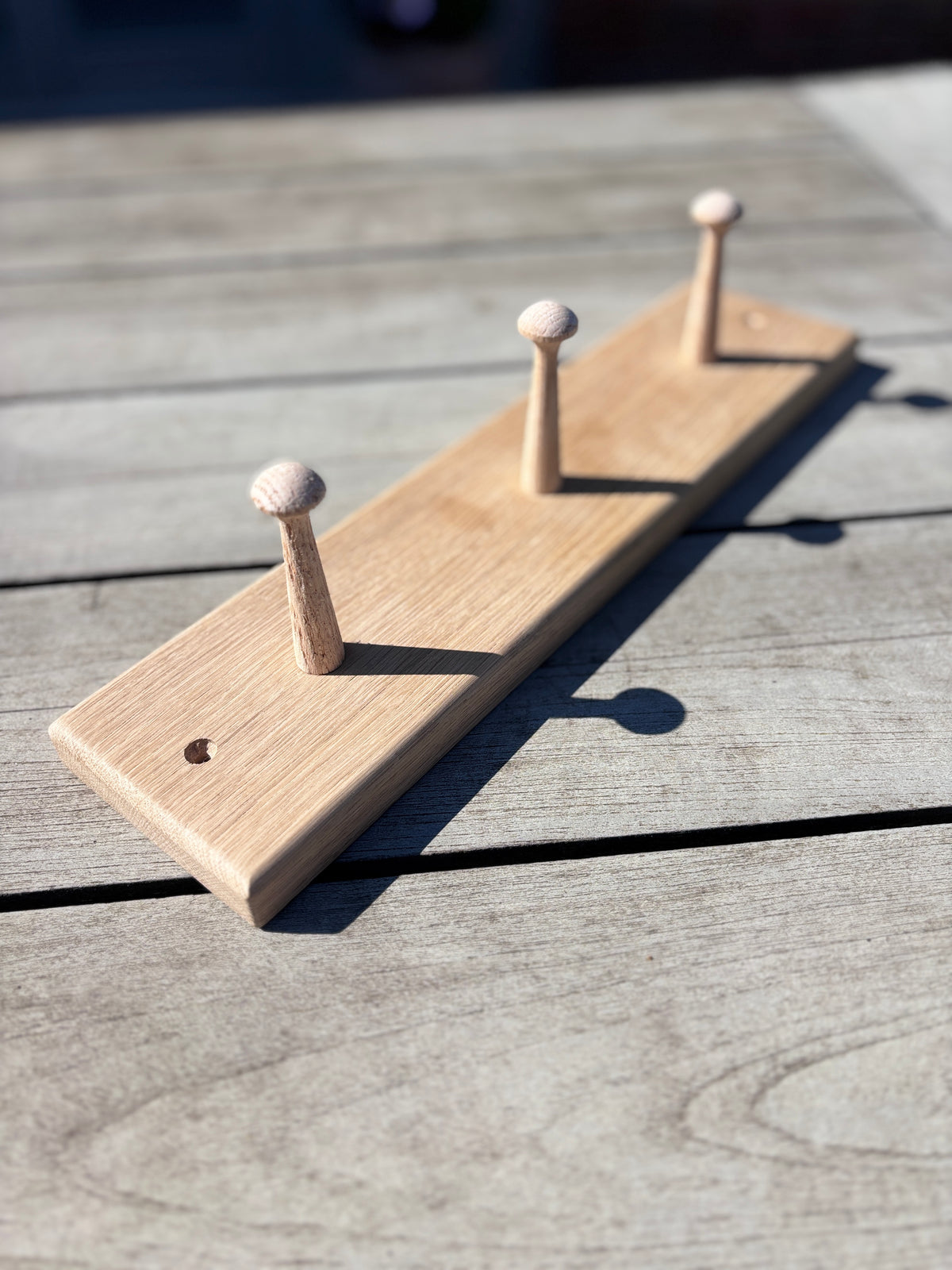 English Oak Coat Rail (3 Peg)