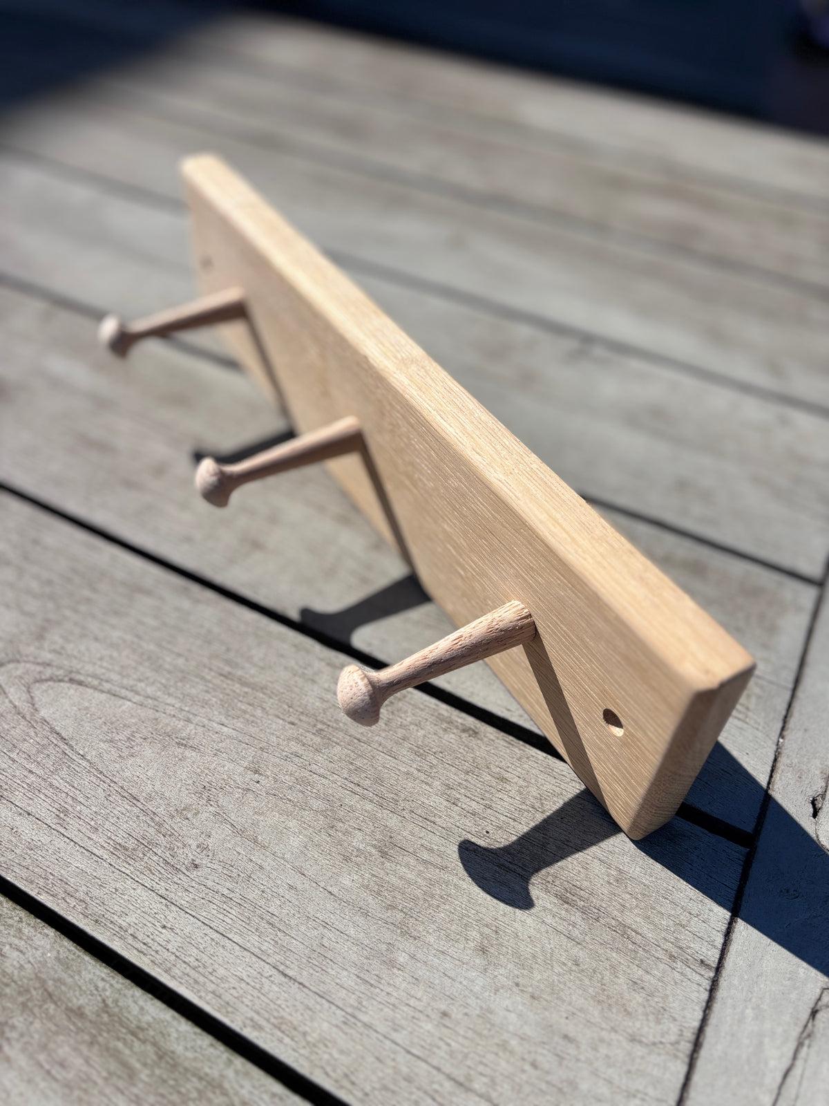 English Oak Coat Rail (3 Peg)