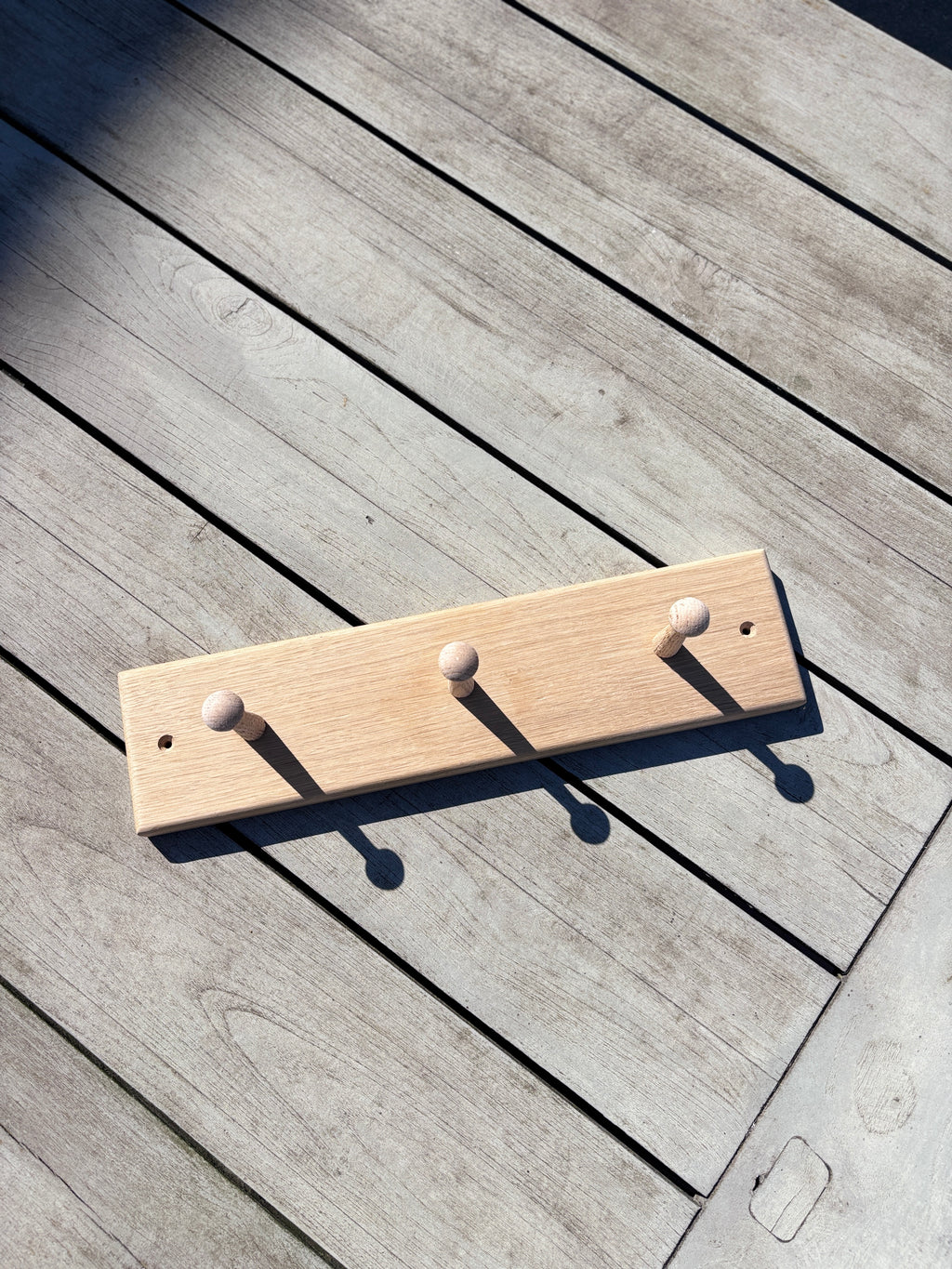English Oak Coat Rail (3 Peg)