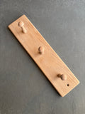 Handmade European oak coat rail with 3 hooks 