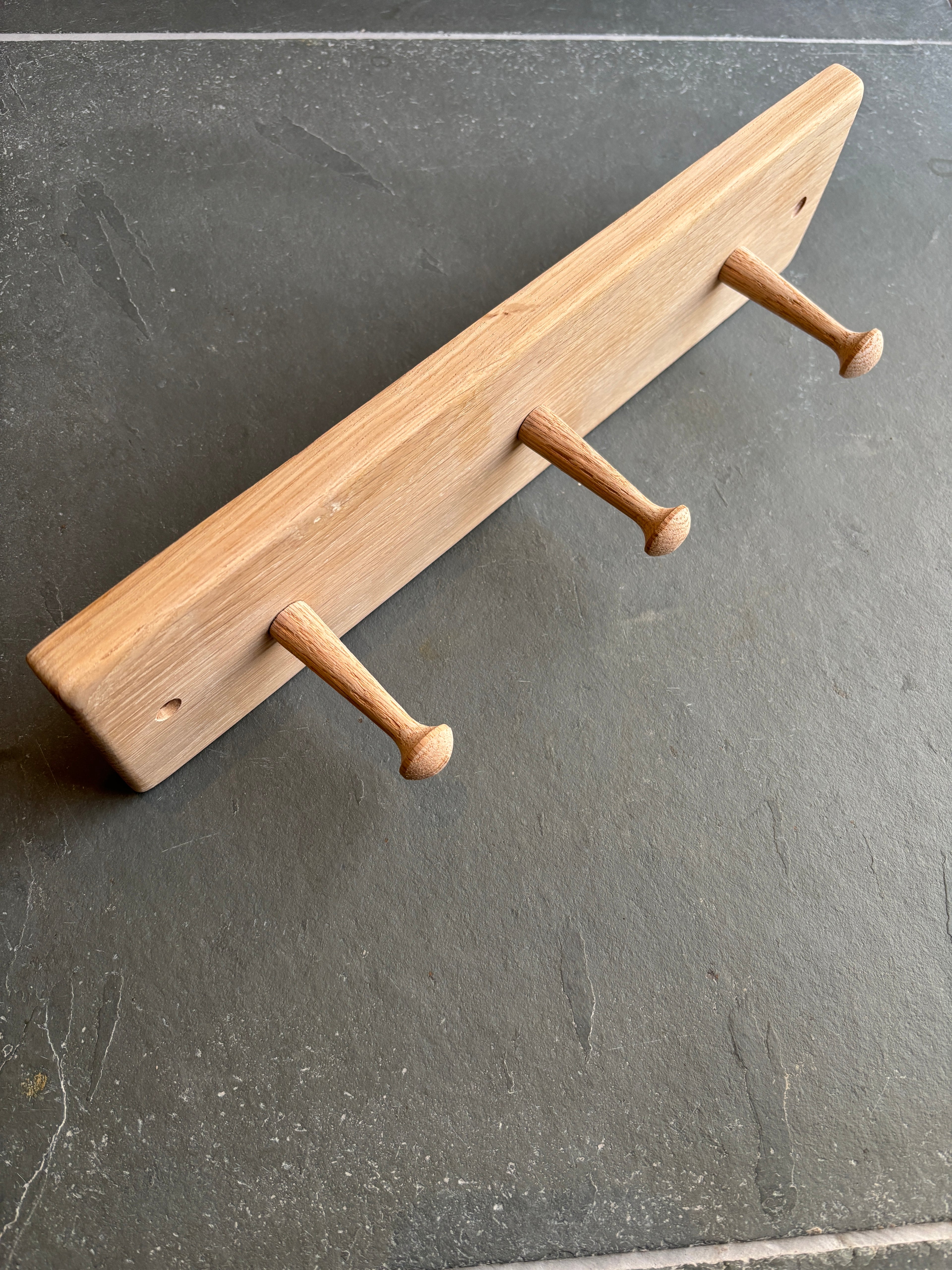 European Oak Coat Rail (3 Peg)