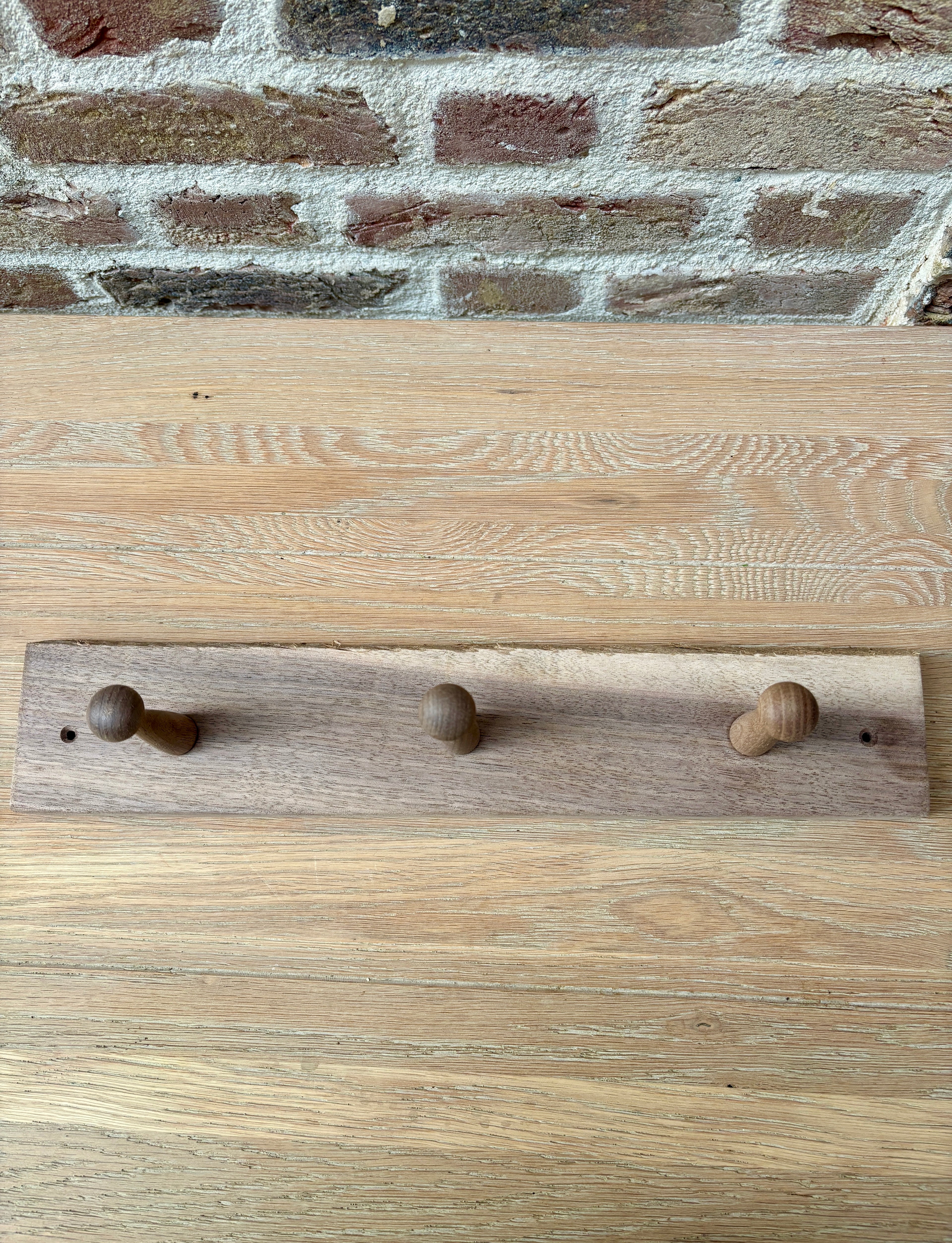 English Walnut Coat Rail - 3 Pegs